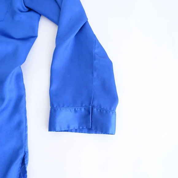 Vintage Dominque Royal Blue Silky-Like Button  Down Nightgown LG - Picture 6 of 14